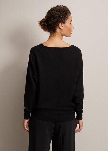 Phase Eight Senita Fine V-Neck Knitwear Black Canada | JMNFAH-890